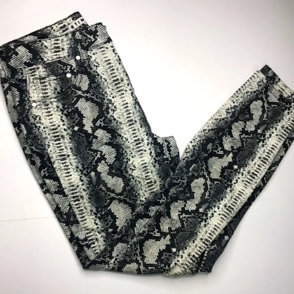 Tinseltown 7 Snakeskin Print Jeans – High Rise Stretch Skinny